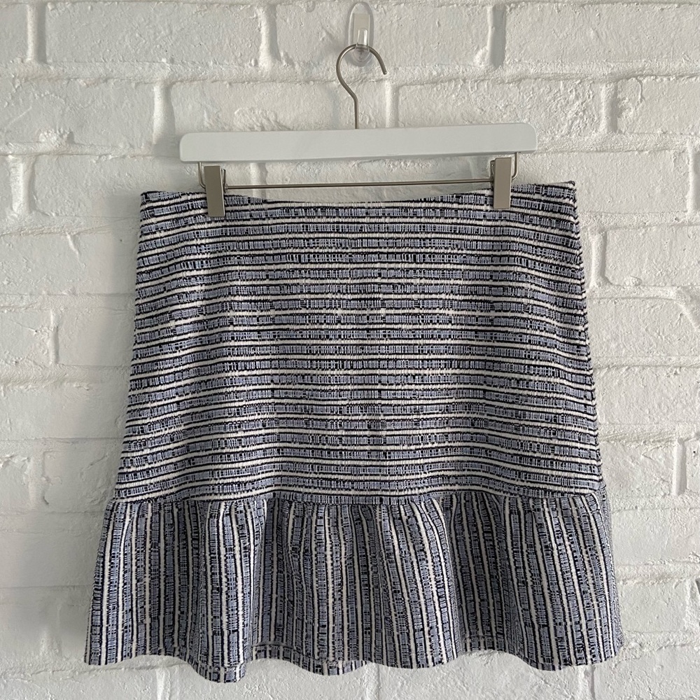 Loft Blue White and Black Twill Mini Skirt